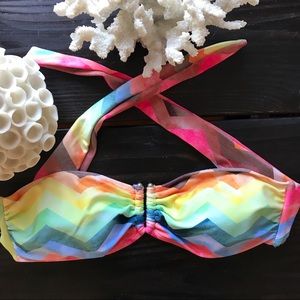 NWOT O’Neill Strapless Rainbow Bandeau Bikini